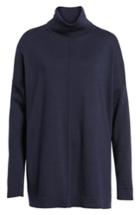 Petite Women's Eileen Fisher Merino Wool Boxy Turtleneck Sweater P - Blue