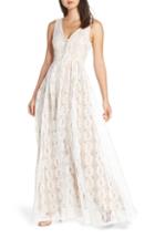 Women's Lulus Eliana Lace V-neck Gown - White