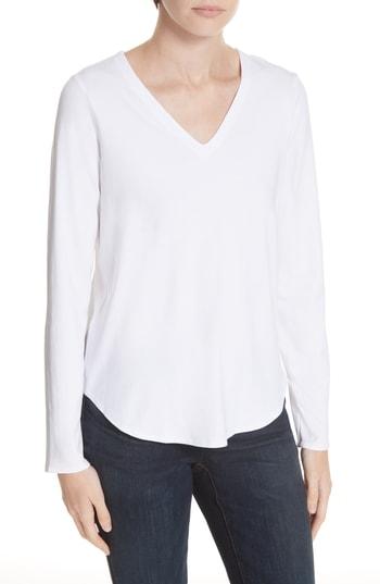 Women's Eileen Fisher V-neck Jersey Tee, Size - White