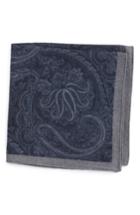 Men's Boss Paisley Wool Pocket Square, Size - Blue