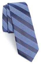 Men's Calibrate Bar Stripe Silk Blend Skinny Tie, Size - Black