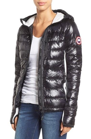 Women's Canada Goose 'hybridge Lite' Slim Fit Hooded Packable Down Jacket - Black (online Only)