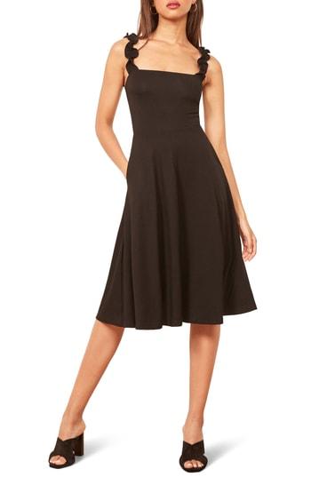 Women's Reformation Eda Ruffle Strap Dress - Black