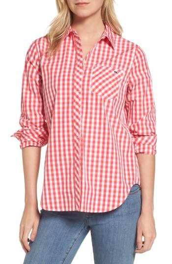 Women's Vineyard Vines Seabreeze Gingham Pocket Shirt - Red