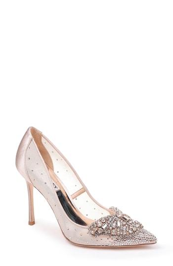 Women's Badgley Mischka Quintana Crystal Embellished Pump M - Beige