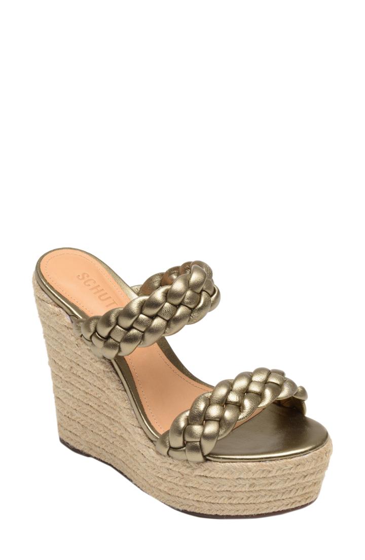 Women's Schutz Dyandre Platform Wedge Slide Sandal M - Metallic