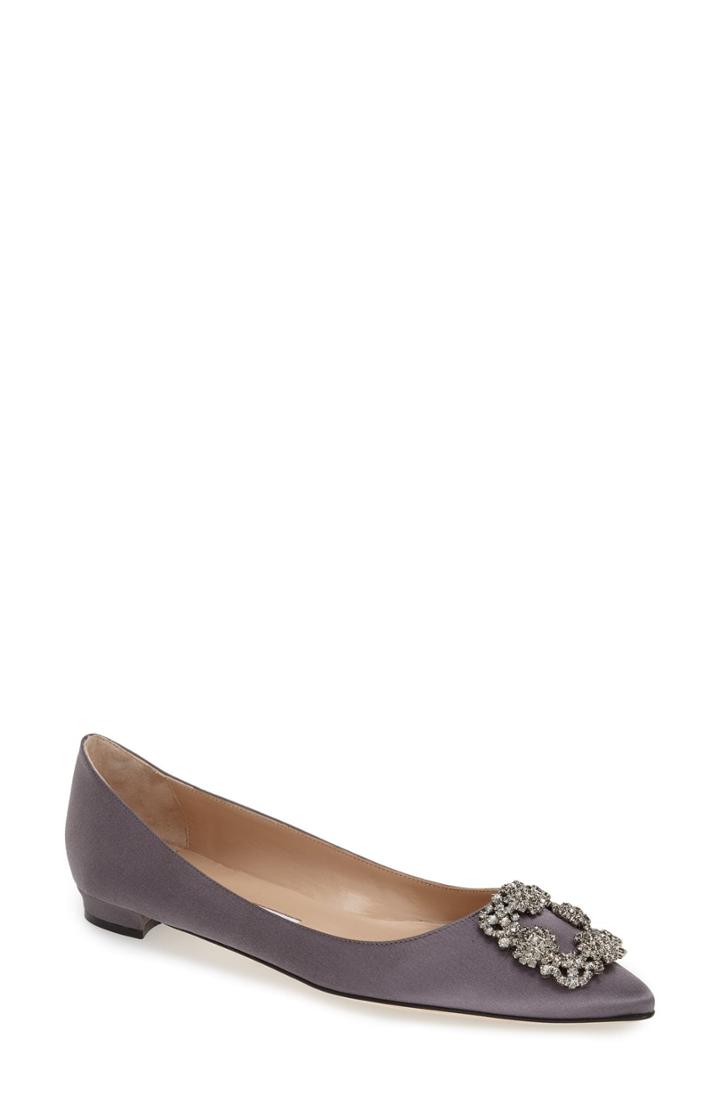 Women's Manolo Blahnik Hangisi Flat Us / 39eu - Grey