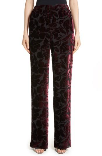 Women's St. John Collection Velvet Floral Burnout Pants