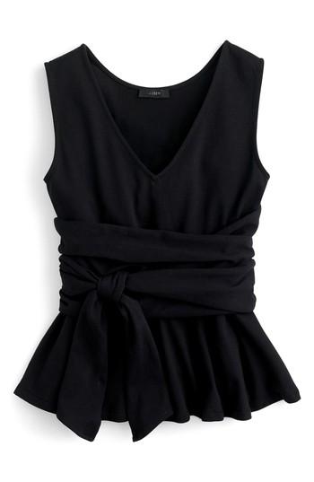 Women's J.crew Wraparound Peplum Cotton Tank - Black