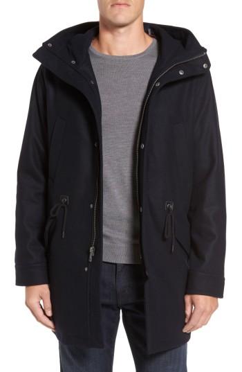 Men's Cole Haan Melton Wool Blend Anorak, Size - Blue