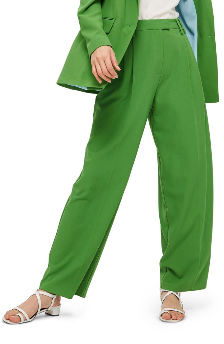 Women's Topshop Wide Leg Suit Trousers Us (fits Like 2-4) - Green
