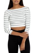 Women's Missguided Ribbed Cropped Tee Us / 6 Uk - White