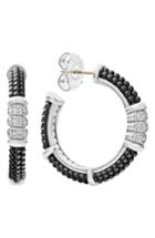 Women's Lagos Black Caviar Diamond 3-row Hoop Earrings