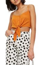 Women's Topshop Knot Front Crop Camisole Top Us (fits Like 10-12) - Orange