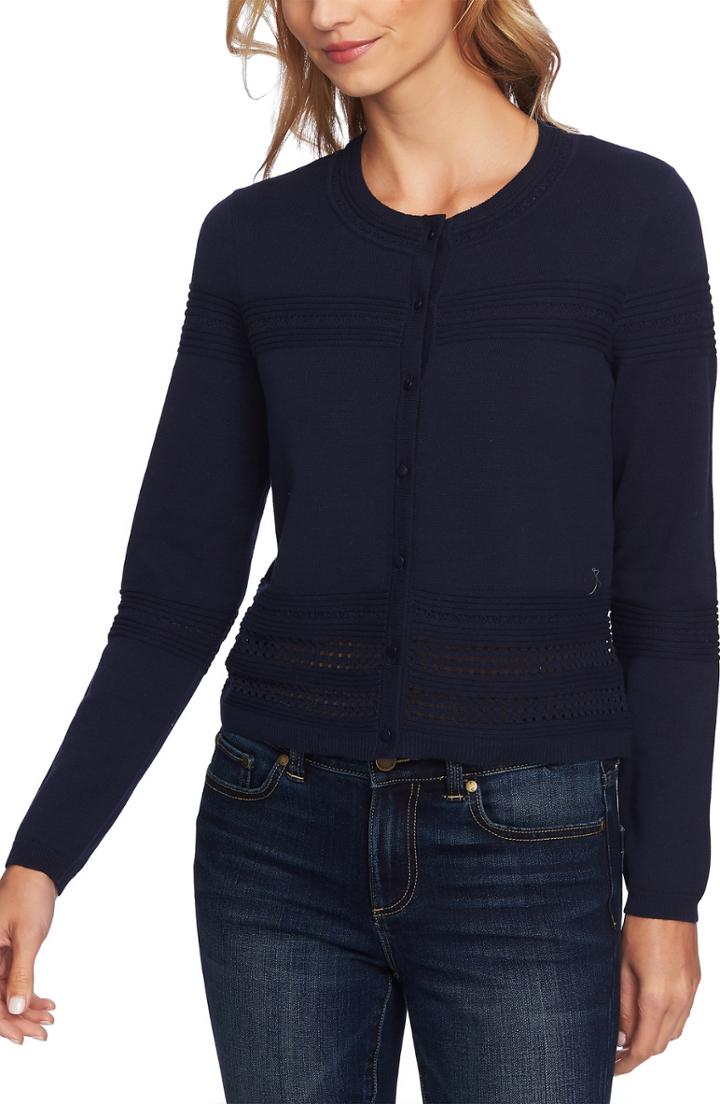 Women's Cece Pointelle Cardigan - Blue