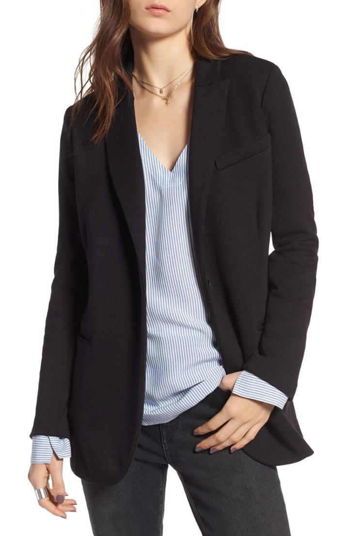 Women's Treasure & Bond Long Knit Blazer - Black