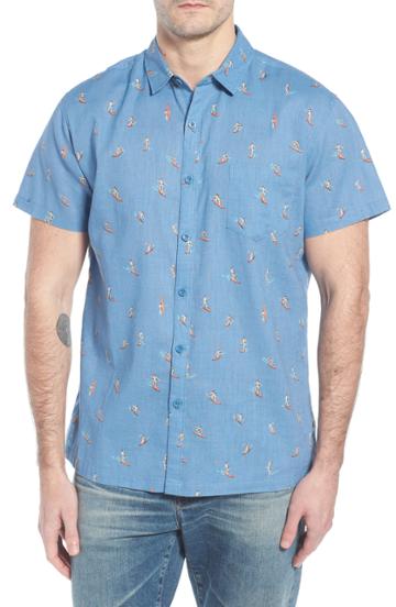 Men's Kahala Waveriders Trim Fit Print Sport Shirt, Size - Blue