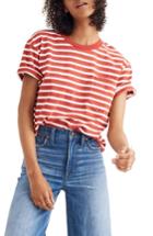 Women's Madewell Stripe Easy Crop Tee - Red