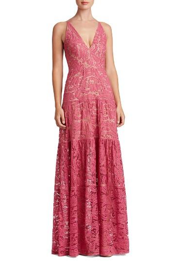 Women's Dress The Population Melina Lace Fit & Flare Maxi Dress - Pink