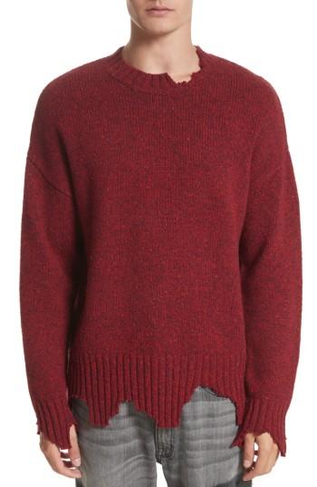 Men's Ovadia & Sons Destroyed Crewneck Sweater - Red