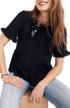 Women's Madewell Studio Ruffle Hem Silk Top, Size - Black