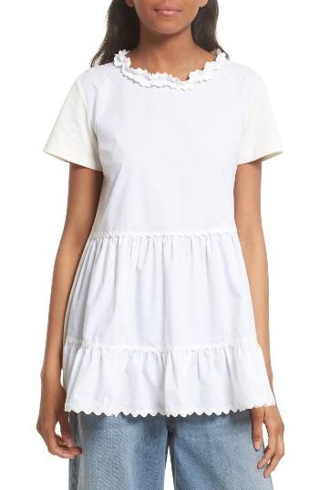 Women's Mm6 Maison Margiela Tiered Ruffle Knit Top - White