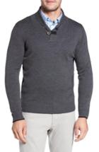 Men's David Donahue Merino Wool Shawl Collar Pullover - Black