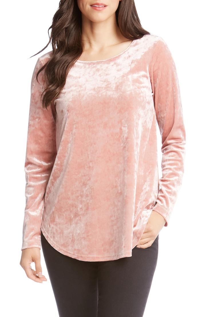 Women's Karen Kane Velvet Shirttail Tee - Pink