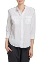 Women's James Perse Frayed Collar Long Sleeve Shirt - White