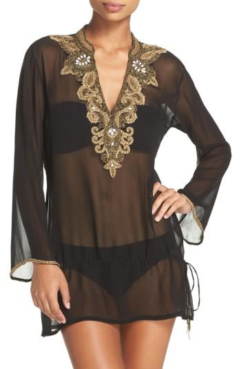 Women's Asa Kaftans Casablanca Beaded Tunic - Black