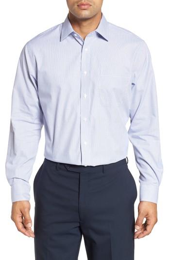 Men's Nordstrom Men's Shop Traditional Fit Non-iron Stripe Dress Shirt .5 34/35 - Blue