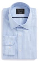 Men's Nordstrom Men's Shop Tech-smart Traditional Fit Check Dress Shirt .5 32/33 - Blue
