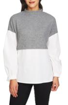 Women's 1.state The Cozy Mixed Media Top, Size - Grey