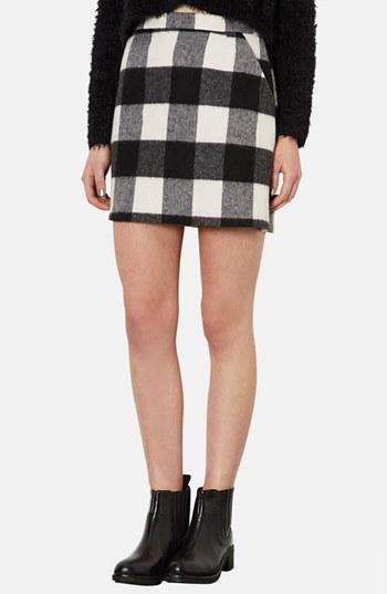 Topshop Brushed Gingham A-line Skirt