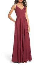 Women's Hayley Paige Occasions Cutout Crepe A-line Gown - Burgundy
