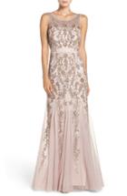 Petite Women's Adrianna Papell Embellished Mesh Mermaid Gown P - Pink