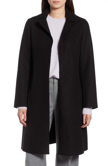 Women's Halogen Raw Edge Wool-blend Clutch Coat - Black