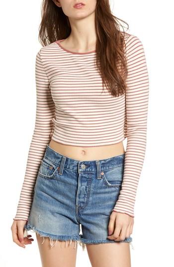 Women's Moon River Back Cutout Stripe Crop Top - Pink