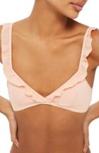 Women's Topshop Textured Ruffle Crop Bikini Top Us (fits Like 0) - Coral