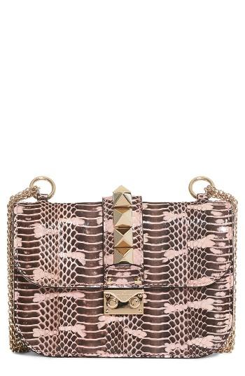 Valentino Small Rockstud - Lock Genuine Snakeskin Crossbody Bag -