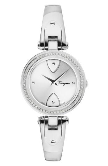 Women's Salvatore Ferragamo Giglio Diamond Bangle Watch, 32mm