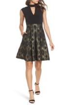 Women's Vince Camuto Ity Jacquard Fit & Flare Dress - Black