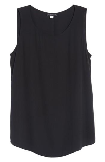 Women's Eileen Fisher Ballet Neck Silk Tank - Black