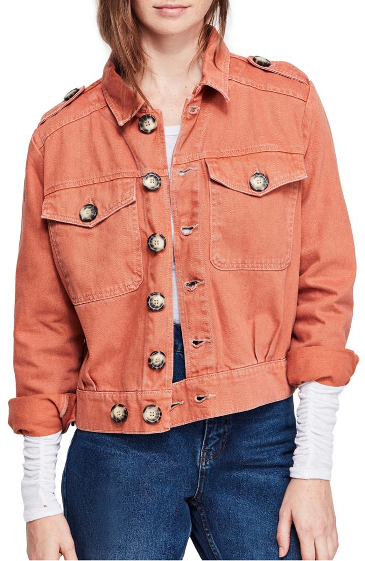 Women's Free People Eisenhower Denim Jacket - Orange