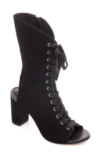 Women's Bernardo Heidi Mid Calf Open Toe Bootie M - Black