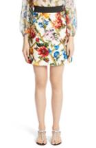 Women's Dolce & Gabbana Bamboo Print Wool & Silk Skirt Us / 38 It - White