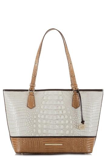 Brahmin Medium Asher Embossed Leather Tote - White