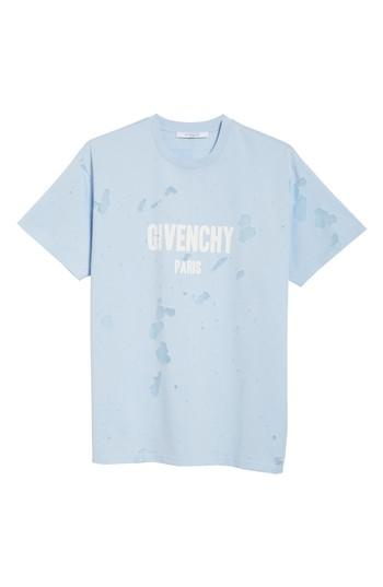Men's Givenchy Destroyed Logo Graphic T-shirt - Blue