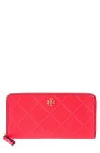 Women's Tory Burch Monroe Leather Continental Wallet - Pink