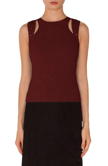 Women's Akris Punto Grommet Detail Jersey Top - Burgundy